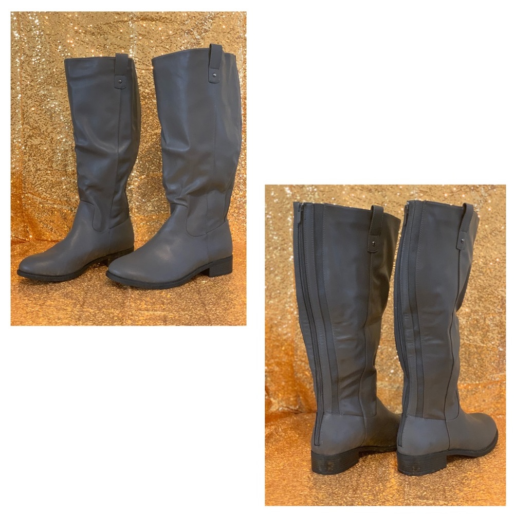 Gray Knee High Boots